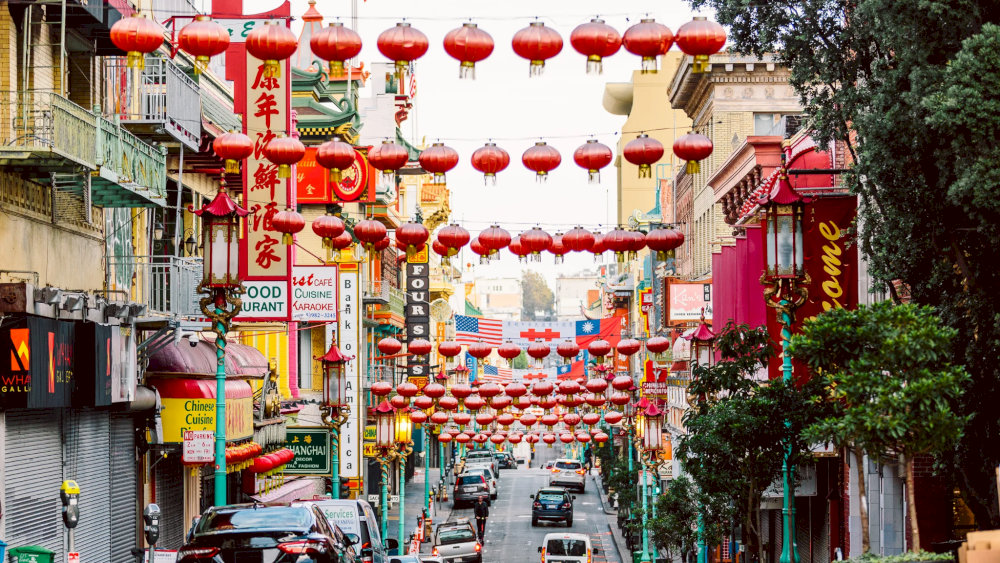 Heavy traffic during rush hour in Chinatown